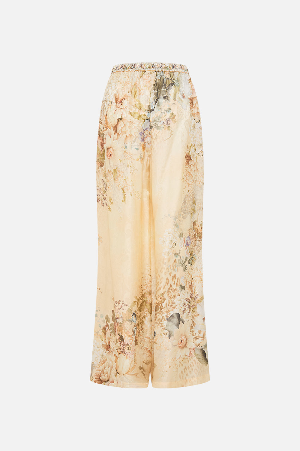 CAMILLA floral minimal wide leg pant in Adorned in Antiquity print. 