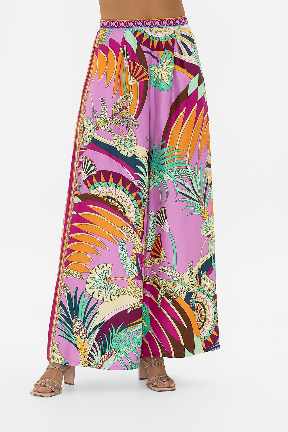 The CAMILLA TUCK FRONT PANT GIZA GODDESS in our  print.