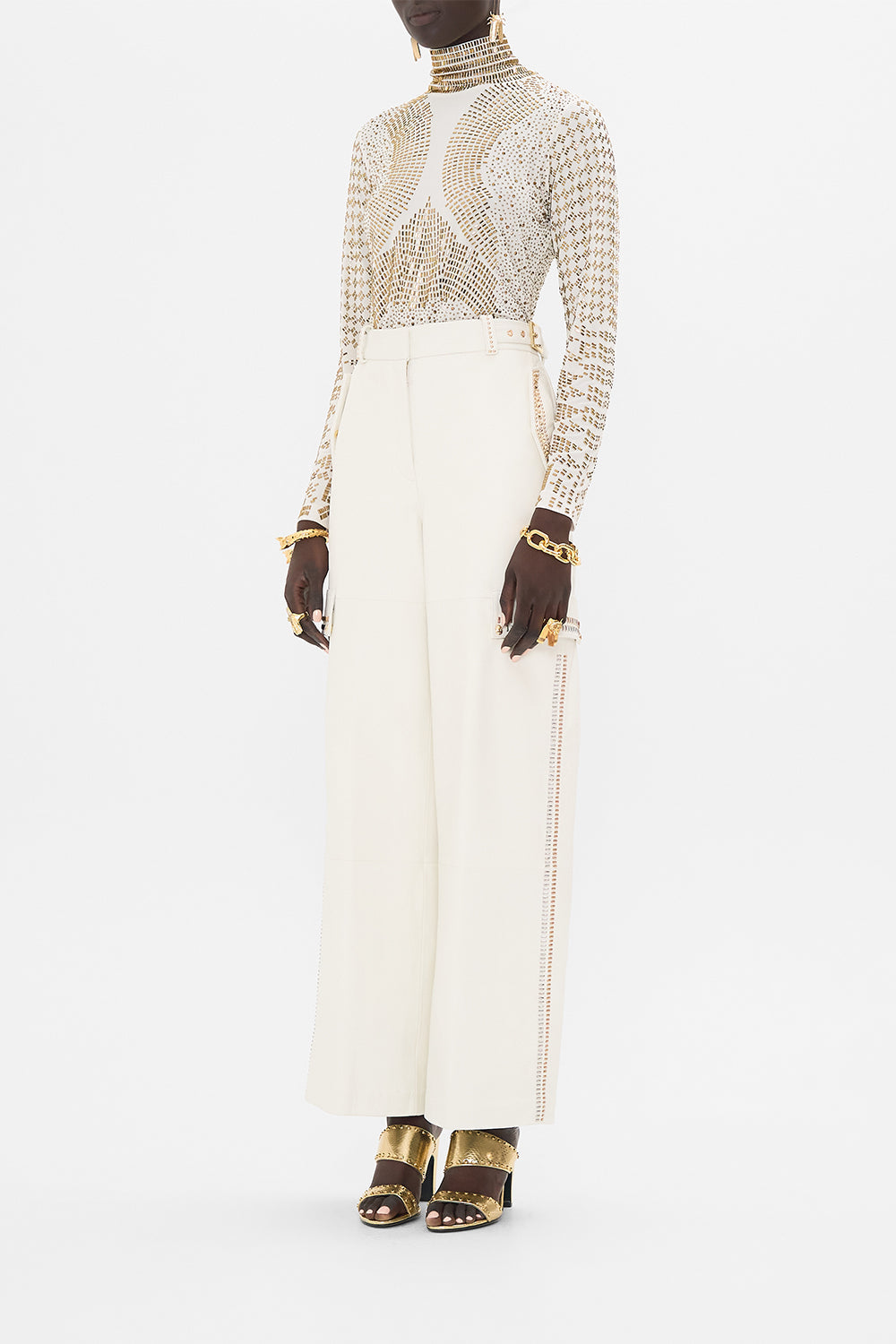 CAMILLA Hotfix Turtle Neck with Buttons in Valley of the Queens print