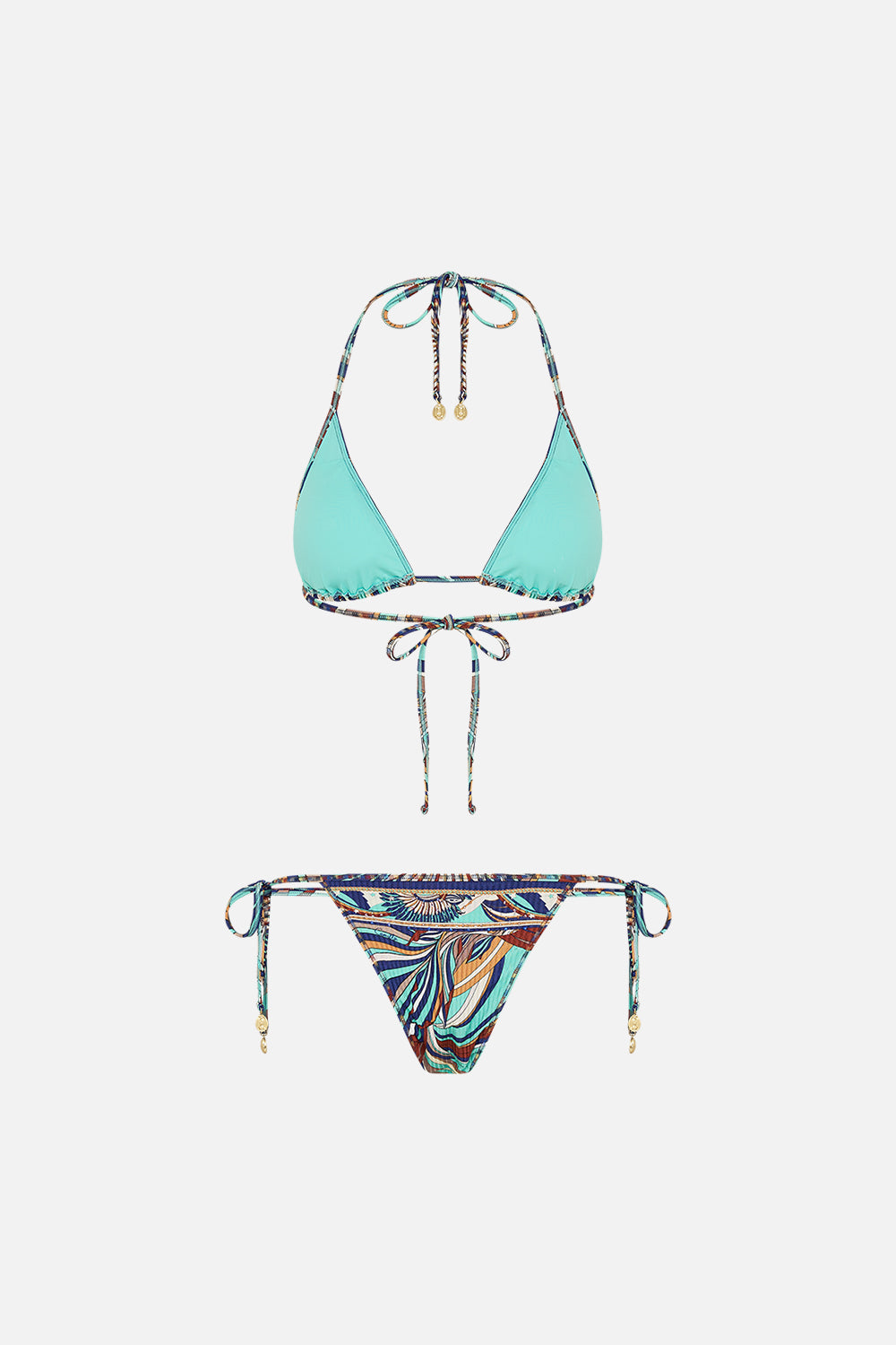 TRI BRA BIKINI WITH MULTICOLOUR STITCH DETAIL OASIS ORACLE