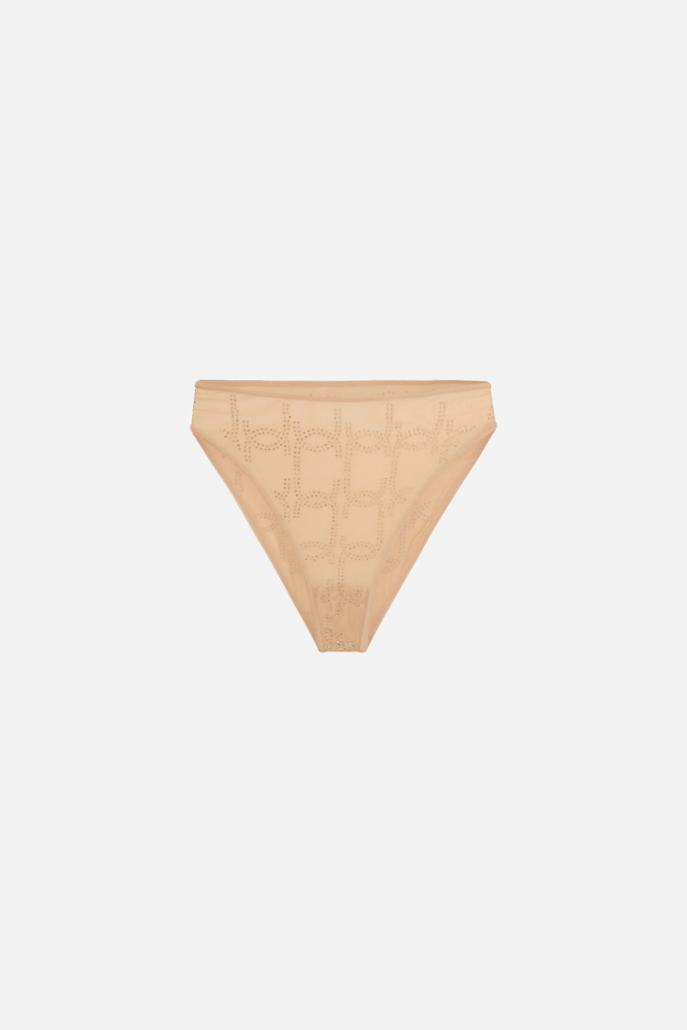 CAMILLA nude mesh high waist high leg brief in Solid Nude