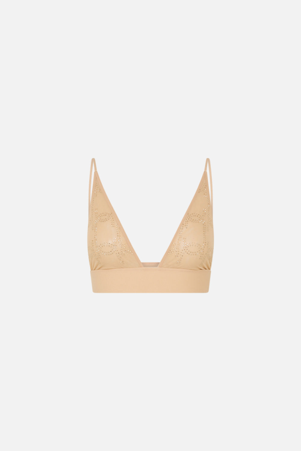 CAMILLA nude mesh soft pull on tri bra in Solid Nude