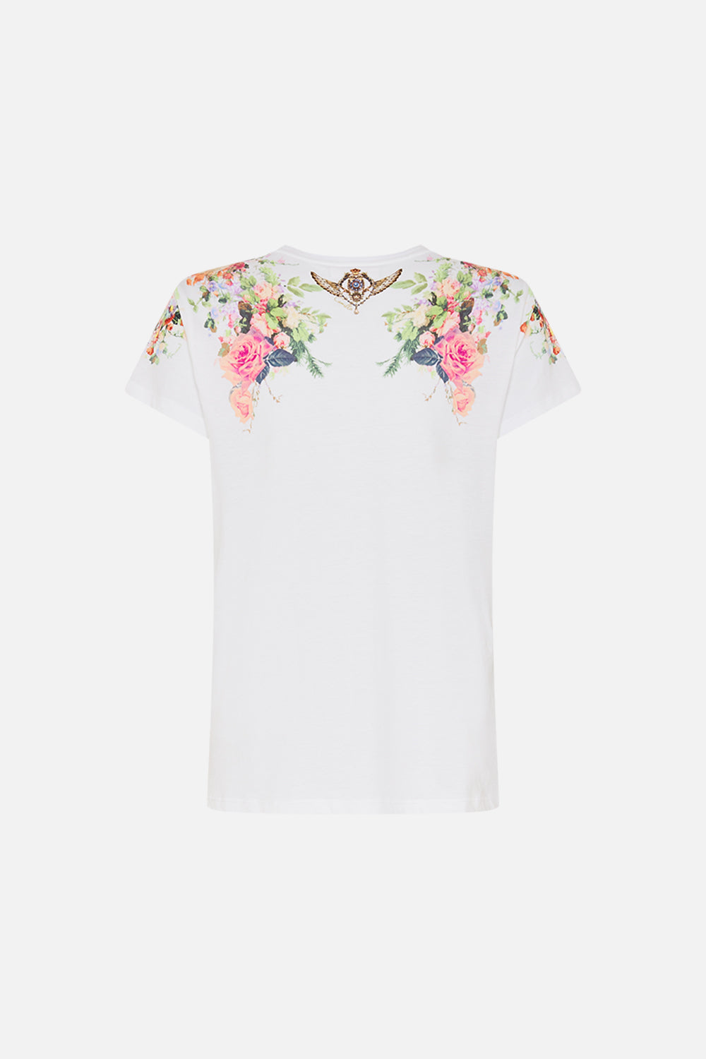 CAMILLA Slim Fit Round Neck T-Shirt White/Multi in We Always Have Alexandria print. 