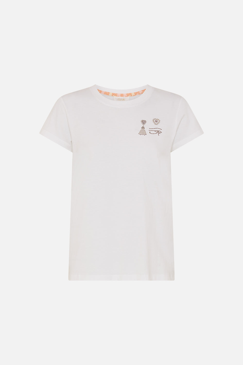 CAMILLA slim fit round neck t-shirt white in Milla's Got Mail print. 