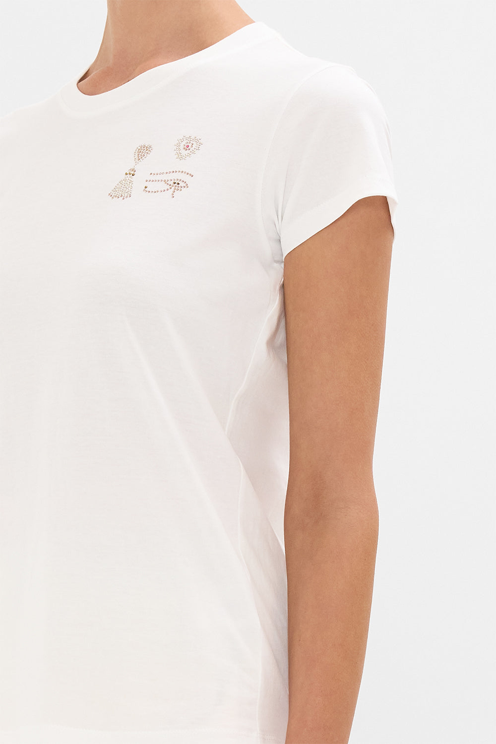 CAMILLA slim fit round neck t-shirt white in Milla's Got Mail print. 