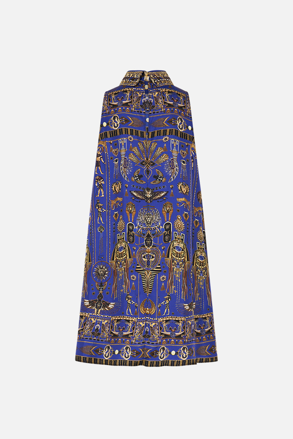 CAMILLA High Collar Shift Dress in My Fair Pharaoh print. 