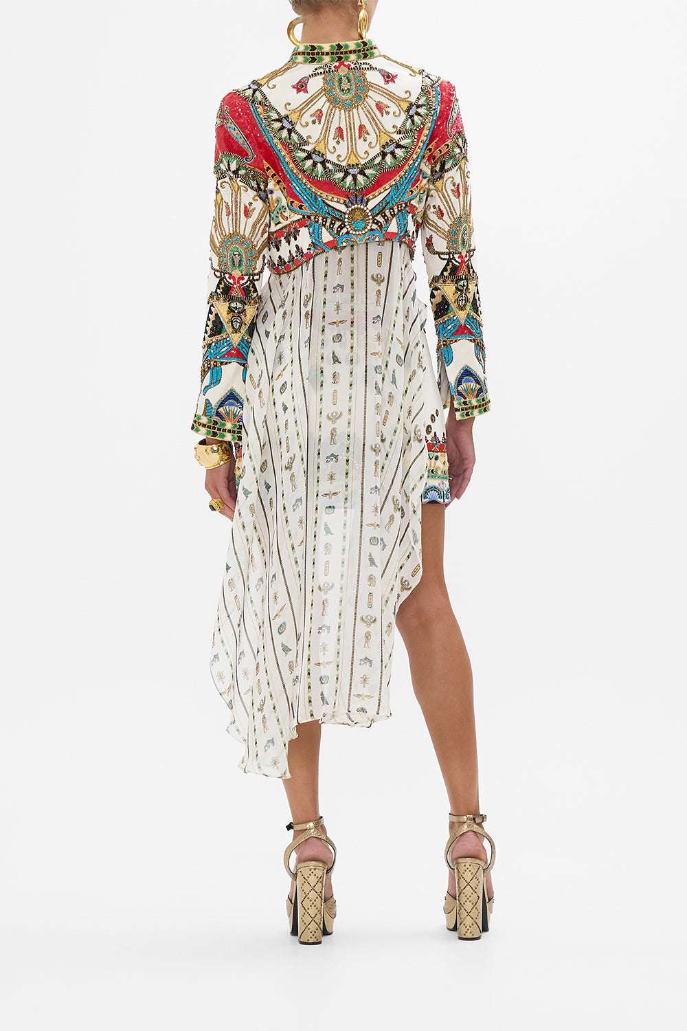 CAMILLA Open Front Jacket with Full Length Back in Valley of the Queens print