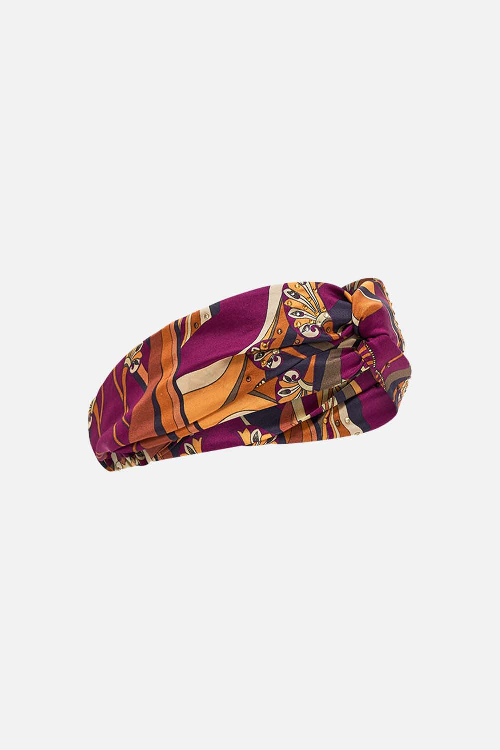 CAMILLA Woven Twist Headband in Desert Delerium print. 