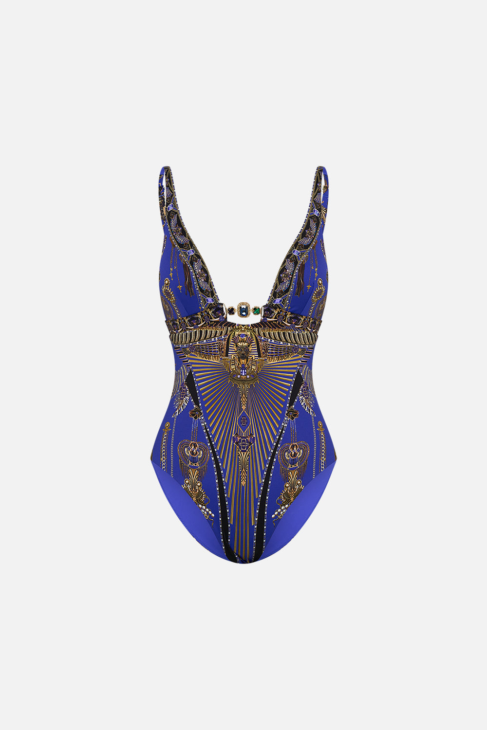 CAMILLA High Tri One Piece With Front Trim in My Fair Pharaoh print. 