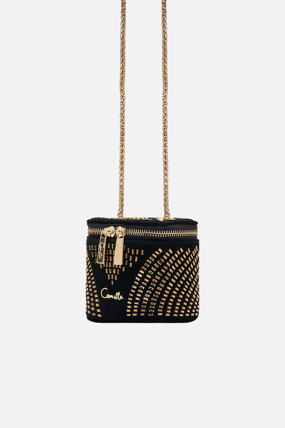 CAMILLA Mini Box Bag in Solid Black print. 