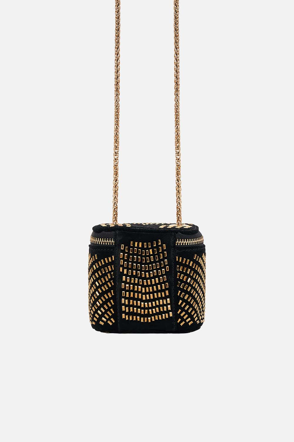 CAMILLA Mini Box Bag in Solid Black print. 