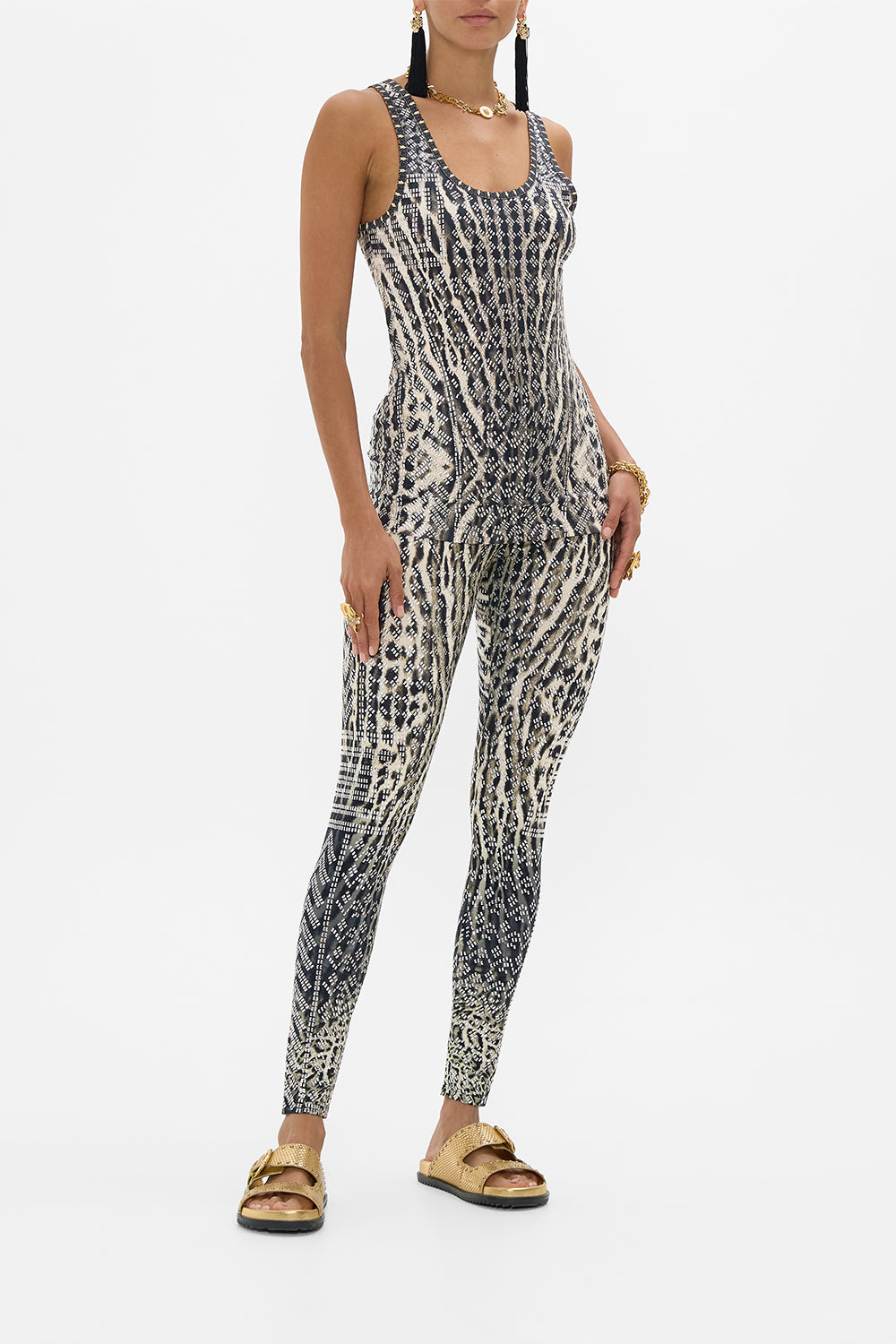 The CAMILLA HOTFIX LEGGINGS CAT WORSHIP in our CAT WORSHIP print.