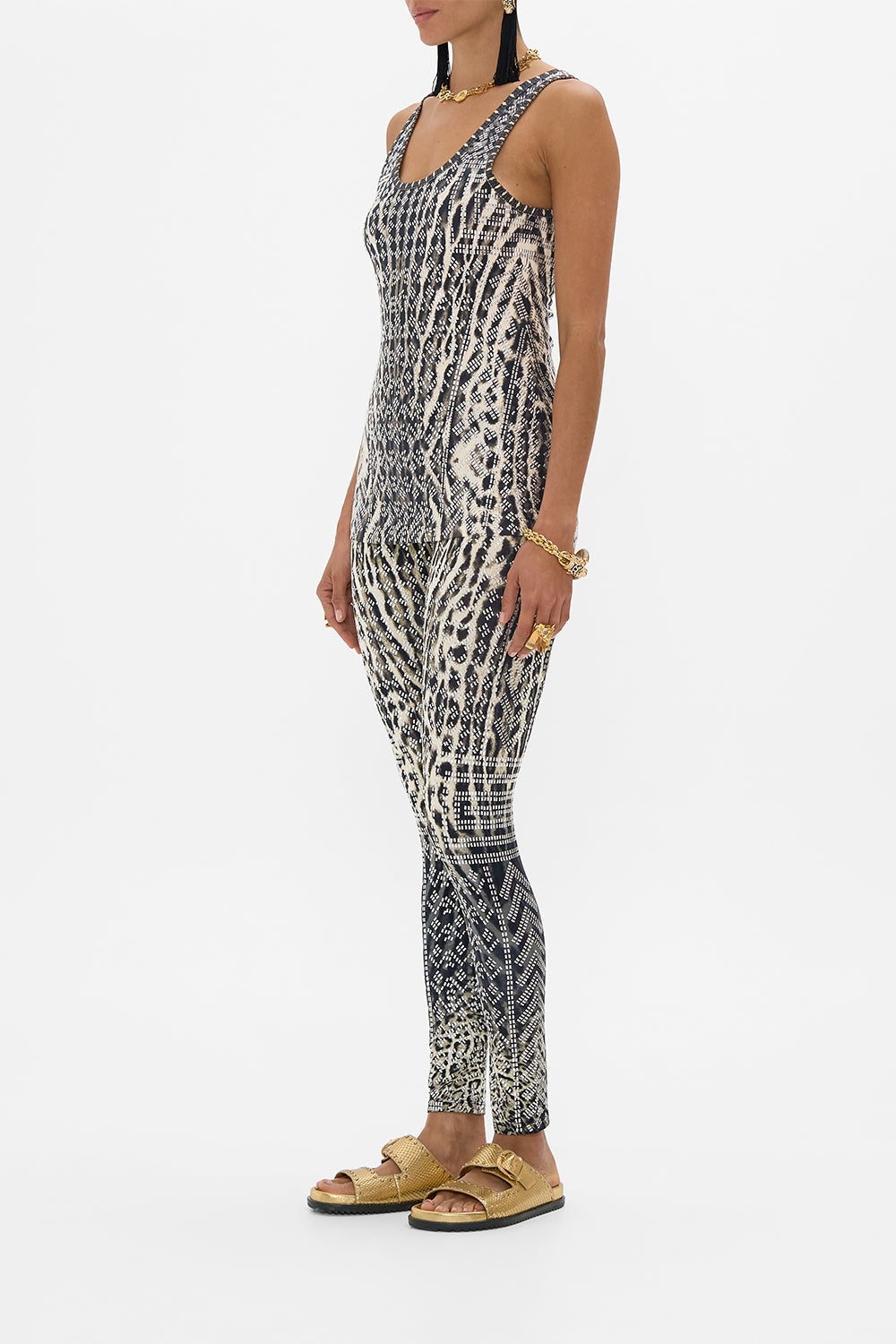 The CAMILLA HOTFIX LEGGINGS CAT WORSHIP in our  print.