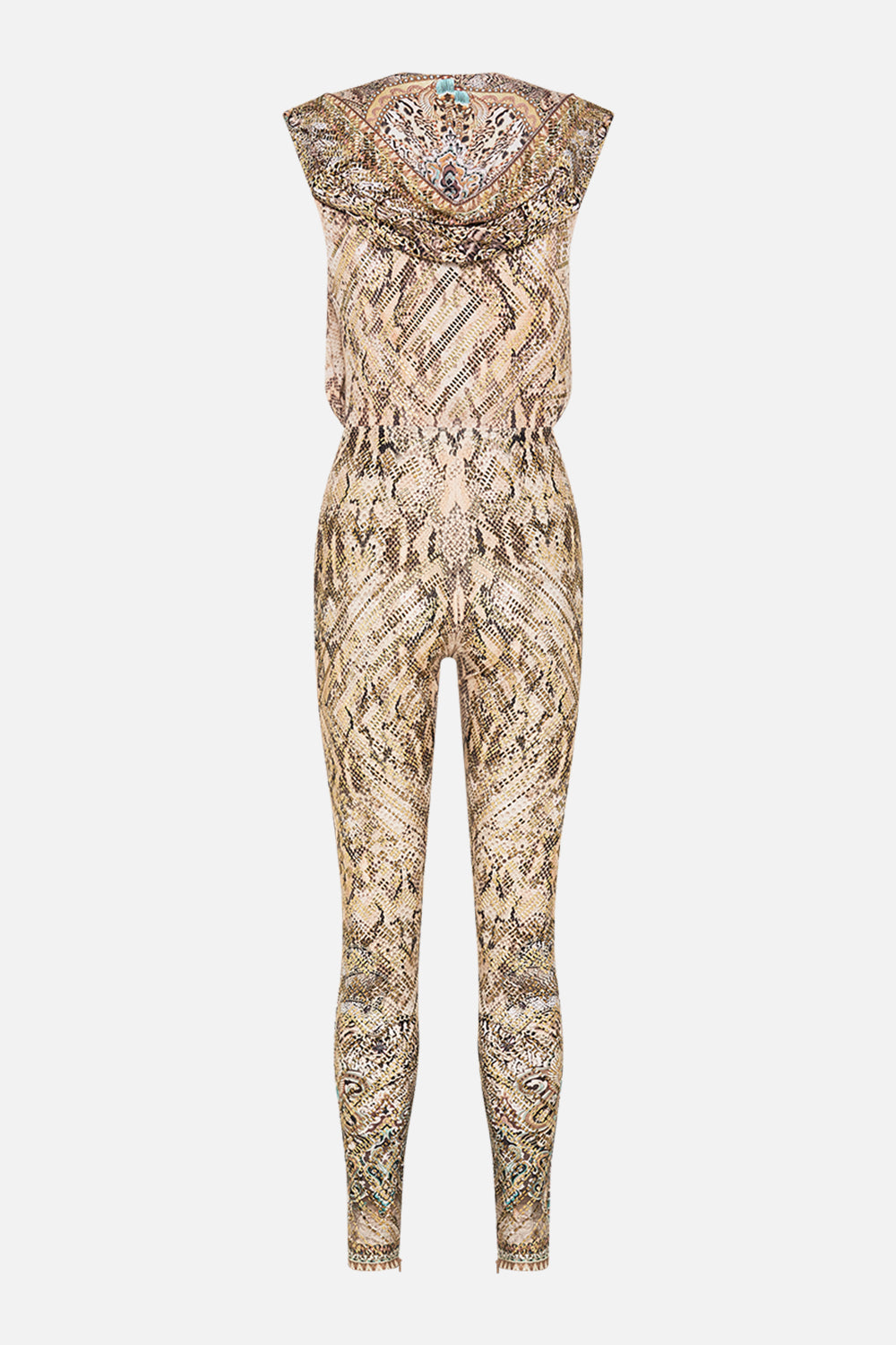 CAMILLA Hooded Sleeveless Catsuit in The Throne Room print