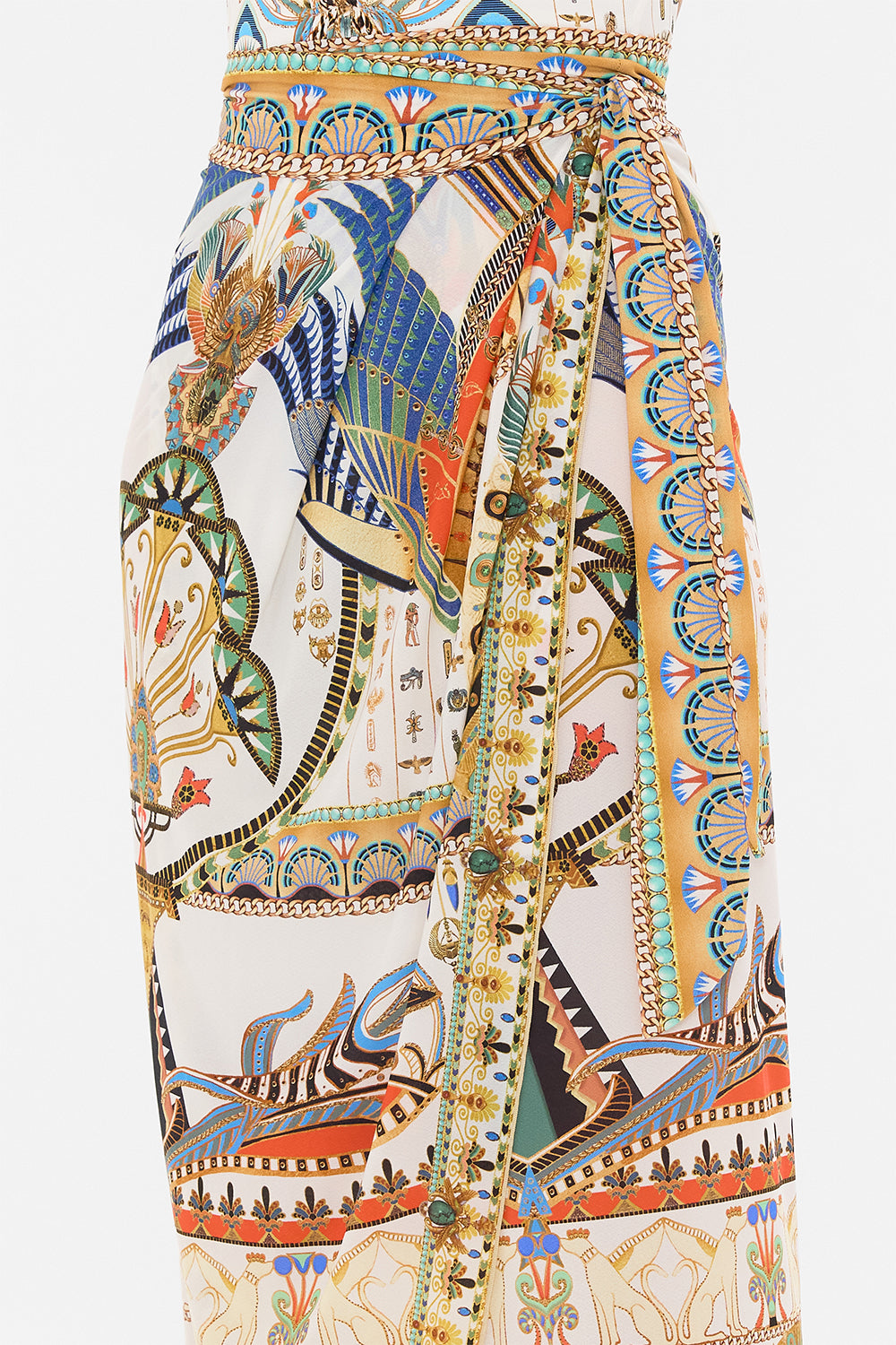 CAMILLA Long Draped Sarong in Valley Of The Queens print.