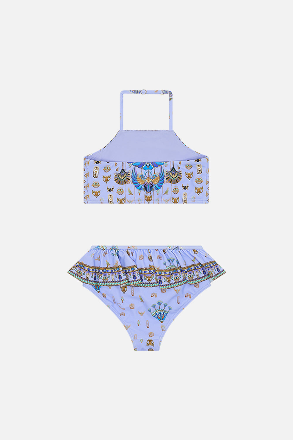KIDS HALTER CROP WITH FRILL BOTTOM BIKINI 4-10 UNDER SCARAB SKIES