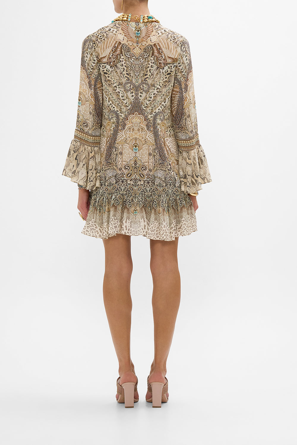 CAMILLA Frill Hem Long Sleeve Dress in The Throne Room print