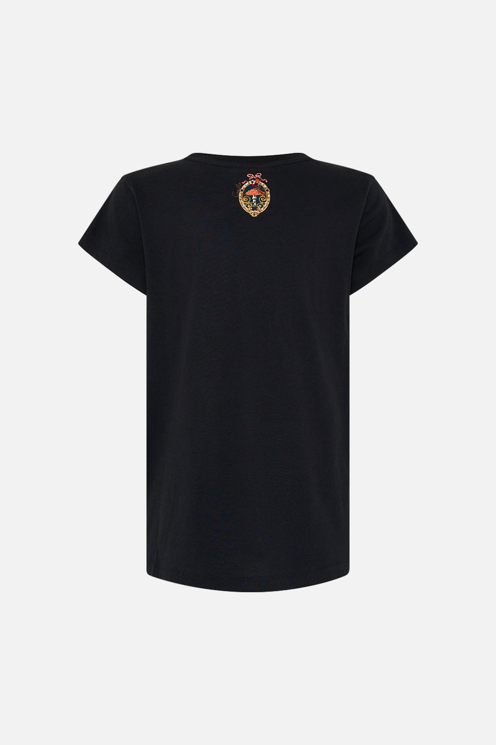 CURVED HEM FITTED TEE - BLACK TAPESTRY TOTEMS