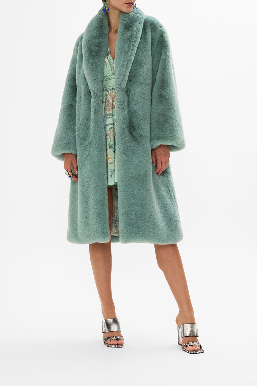 CAMILLA Floral Long Teddy Coat in Dreaming in Dutch