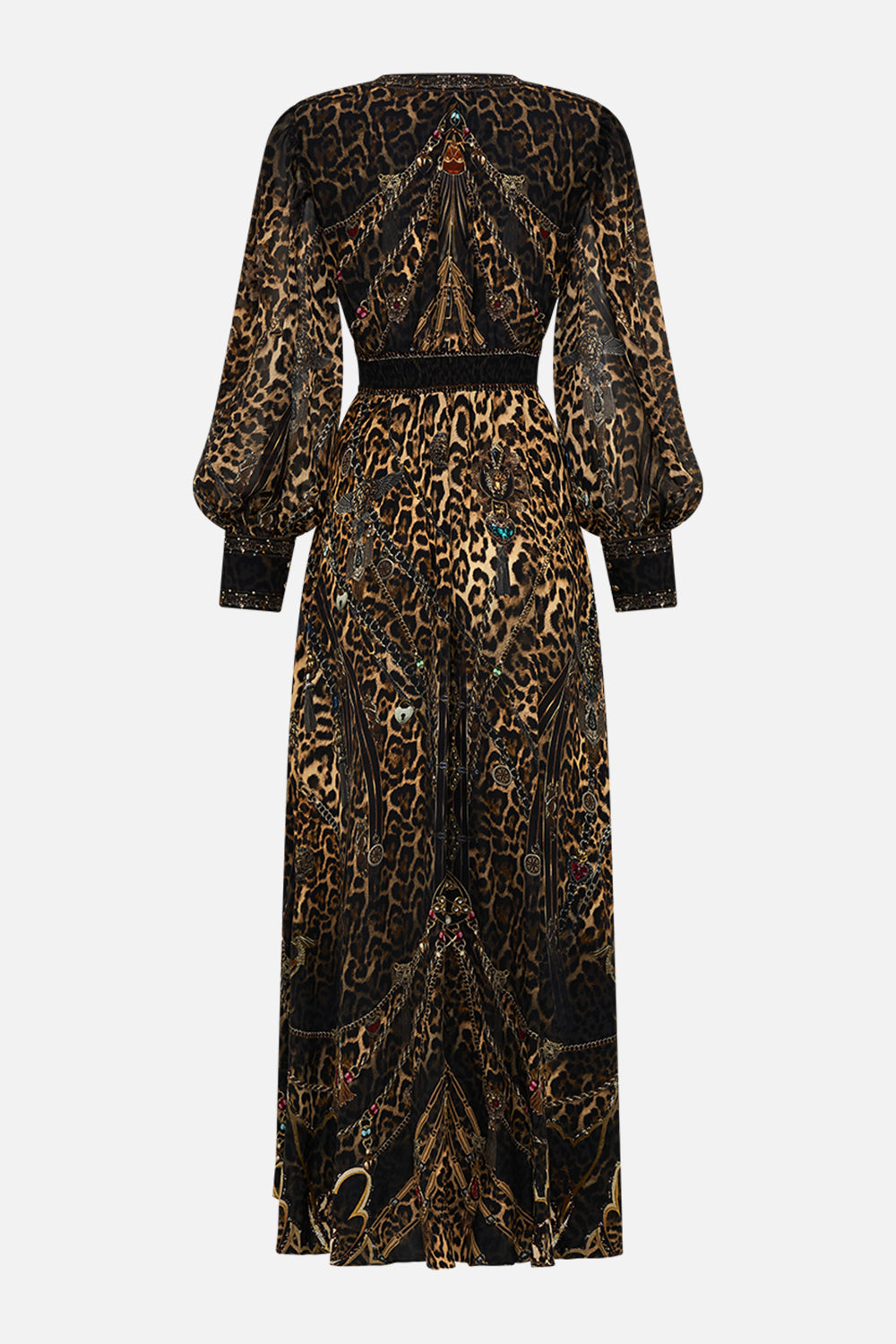 CAMILLA Leopard Shaped Waistband Dress with Gathered Sleeves in Amsterglam