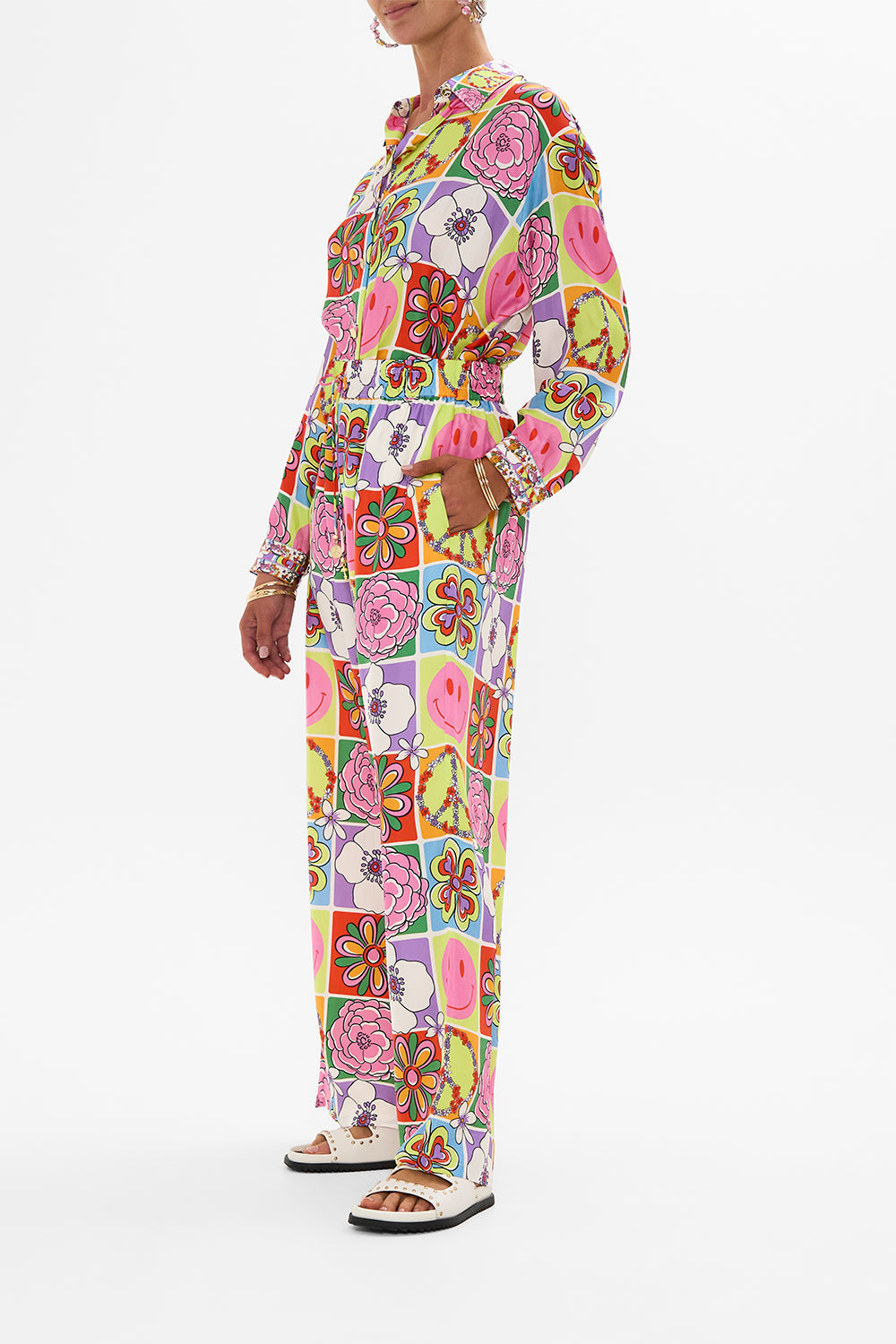 The CAMILLA STRAIGHT LEG PANT COSMIC PRAIRIE in our  print.