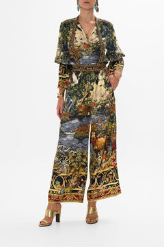 CAMILLA Black Straight Leg Pant in Tapestry Totems