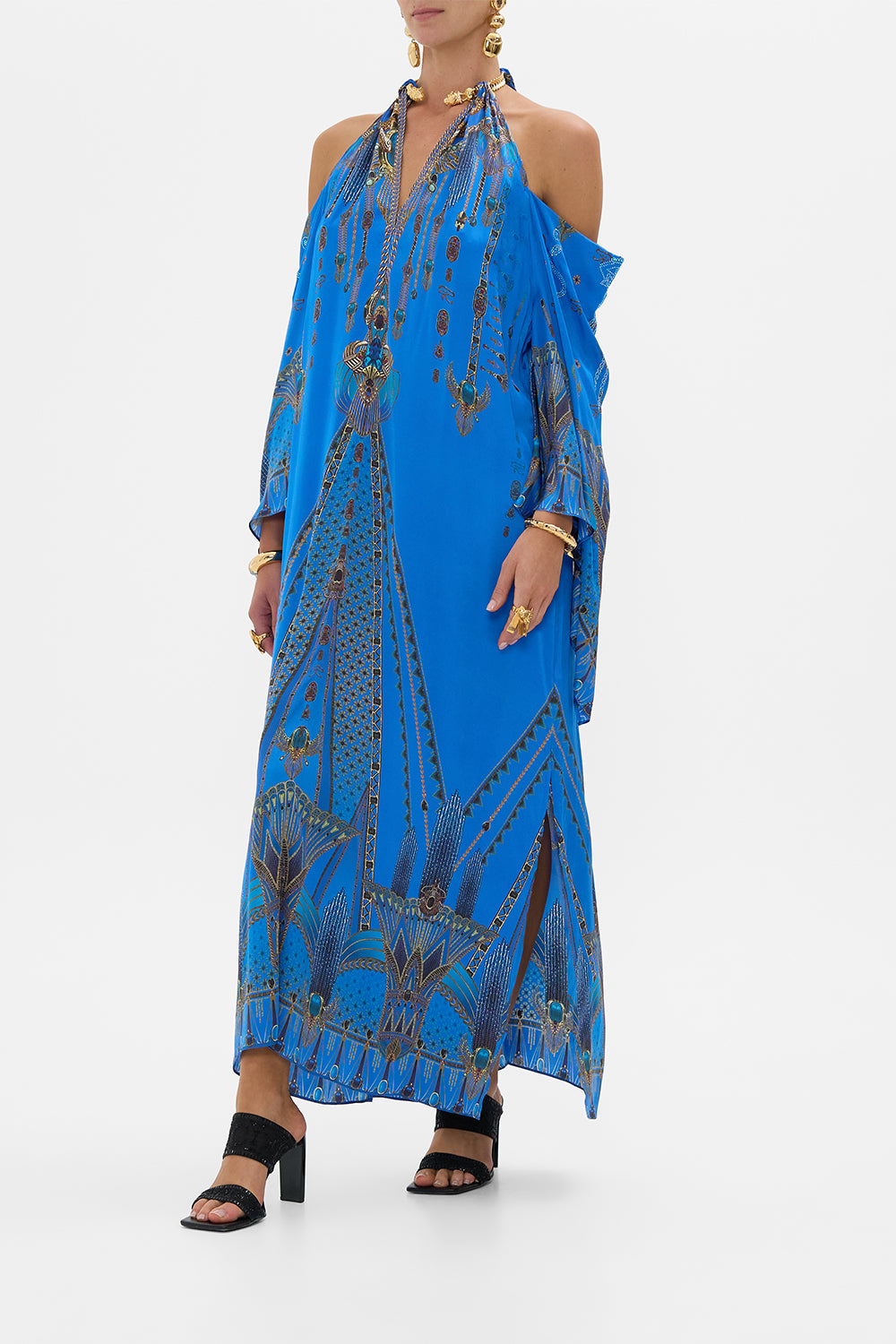 FLARED SLEEVE COLD SHOULDER LONG KAFTAN ARCHIVAL REVIVAL
