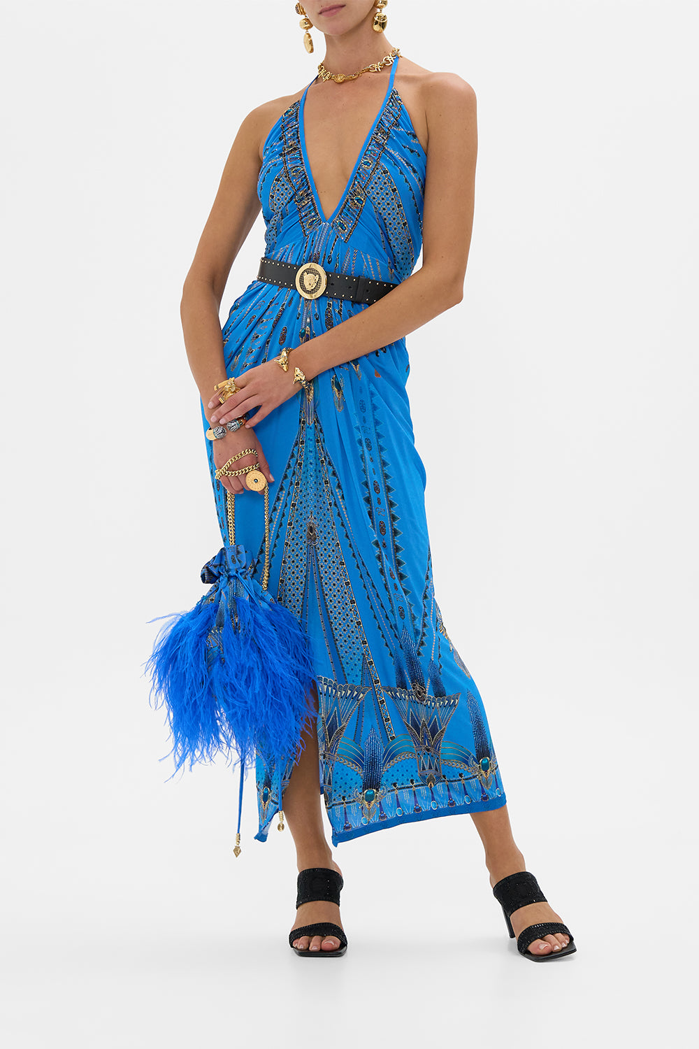 V NECK GATHERED JERSEY DRESS ARCHIVAL REVIVAL