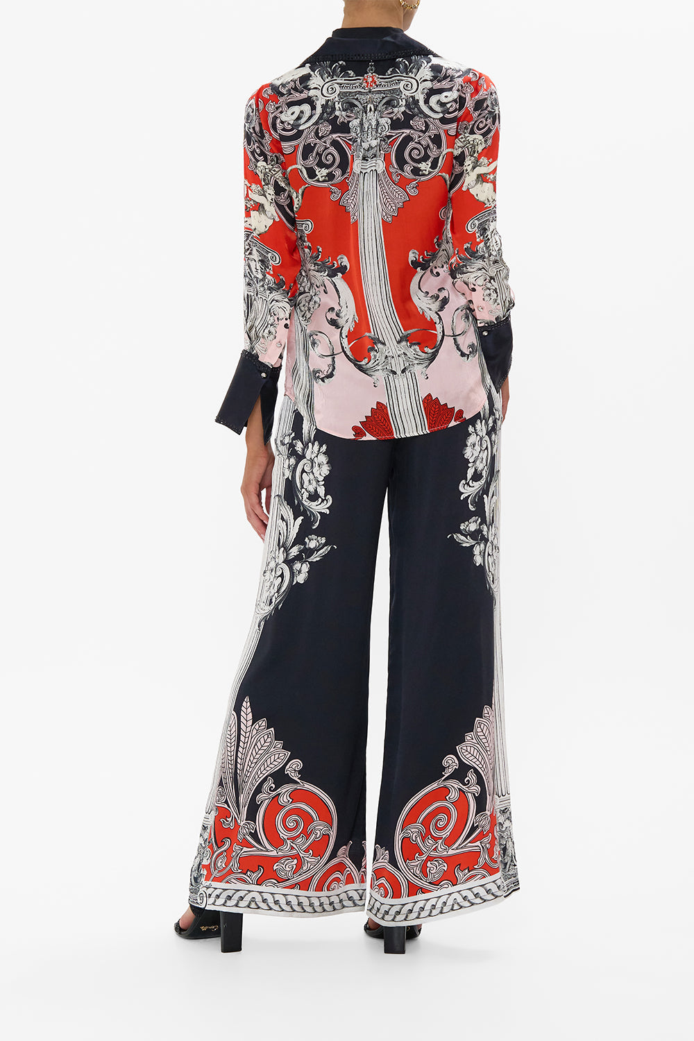 The CAMILLA PYJAMA SHIRT MARK OF MEDUSA in our  print.