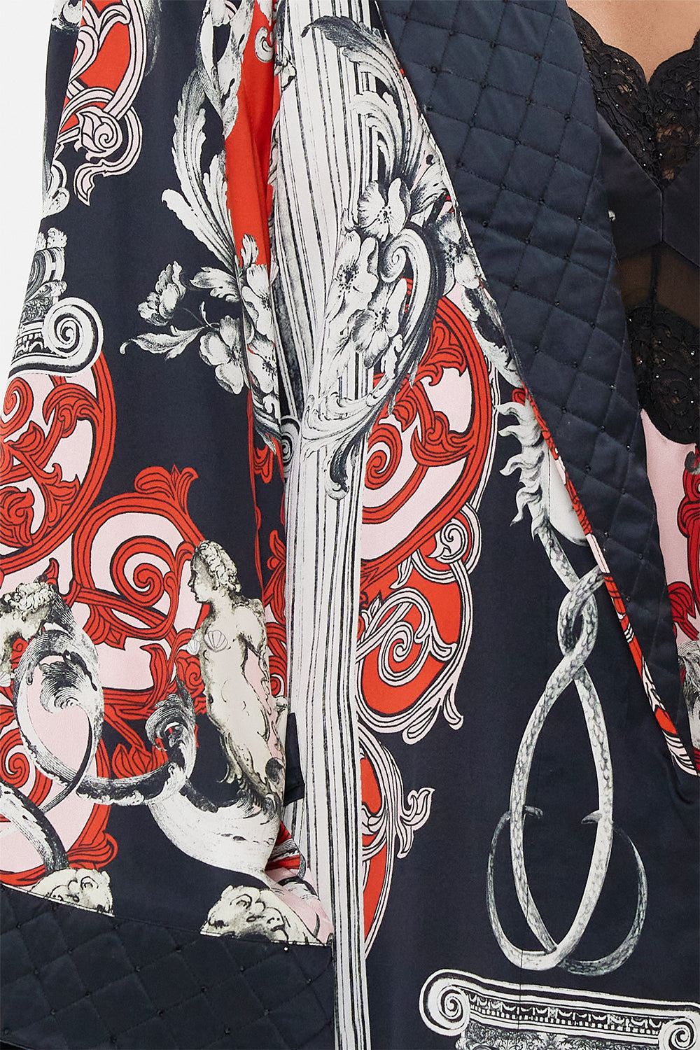 The CAMILLA LONG ROBE WITH FLARED SLEEVE MARK OF MEDUSA in our  print.