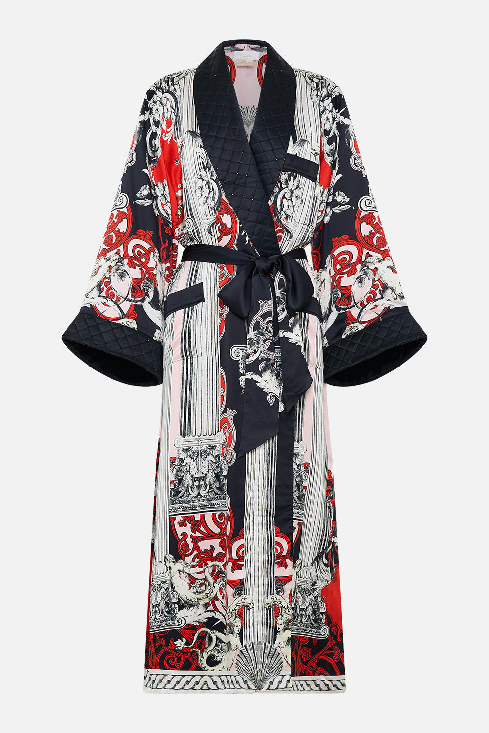 The CAMILLA LONG ROBE WITH FLARED SLEEVE MARK OF MEDUSA in our  print.