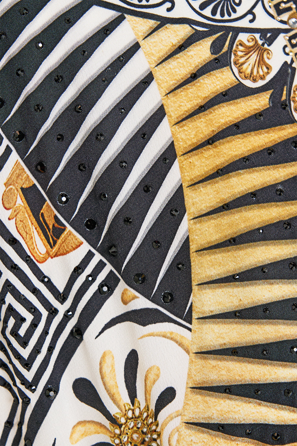 V NECK HARDWARE DRESS WITH NECK TIE TEMPLES OF DENDARA