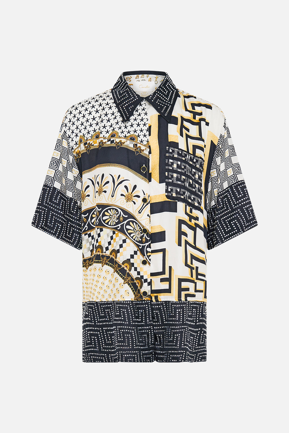 The CAMILLA OVERSIZED SHIRT WITH POCKET TEMPLES OF DENDARA in our  print.