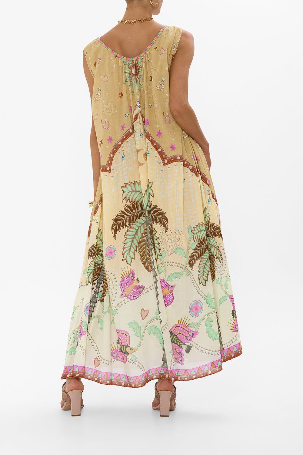 PANELLED TANK DRESS WITH CURVED HEM ASWAN ABSTRACT