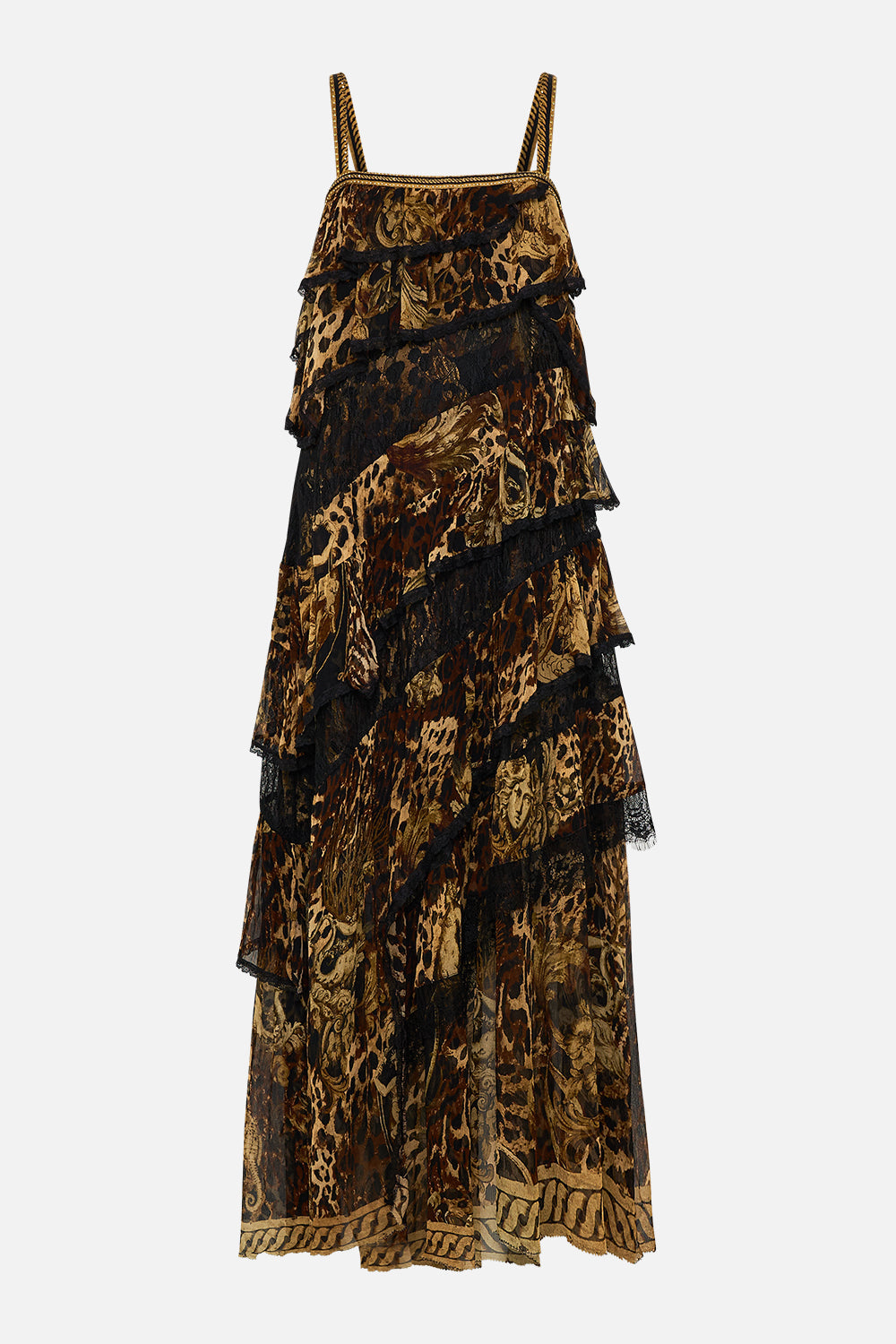 The CAMILLA ASYMMETRIC SPLICED LACE DRESS ERA OF EMPIRES in our  print.
