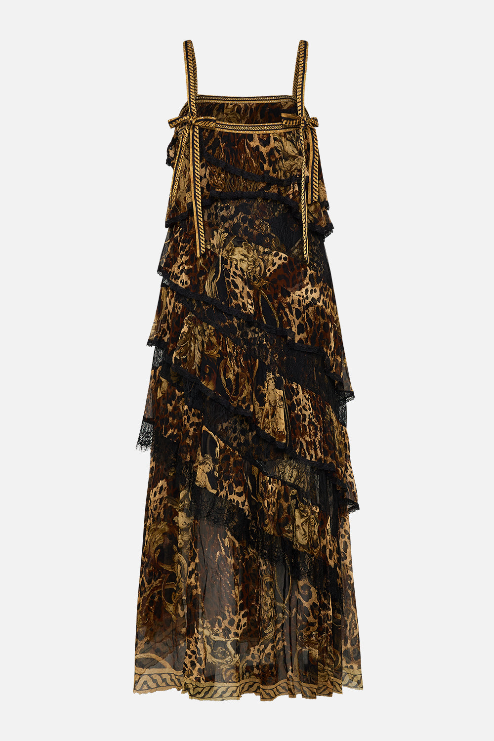 The CAMILLA ASYMMETRIC SPLICED LACE DRESS ERA OF EMPIRES in our  print.