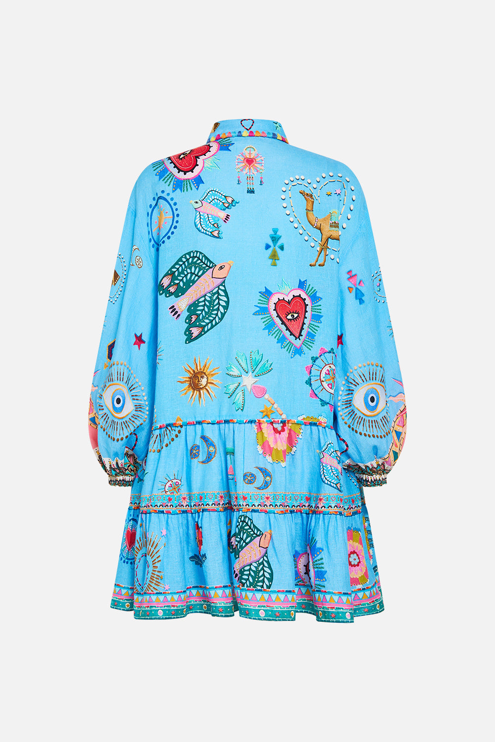 LONG SLEEVE TIERED SHORT DRESS A PAINTED VILLAGE