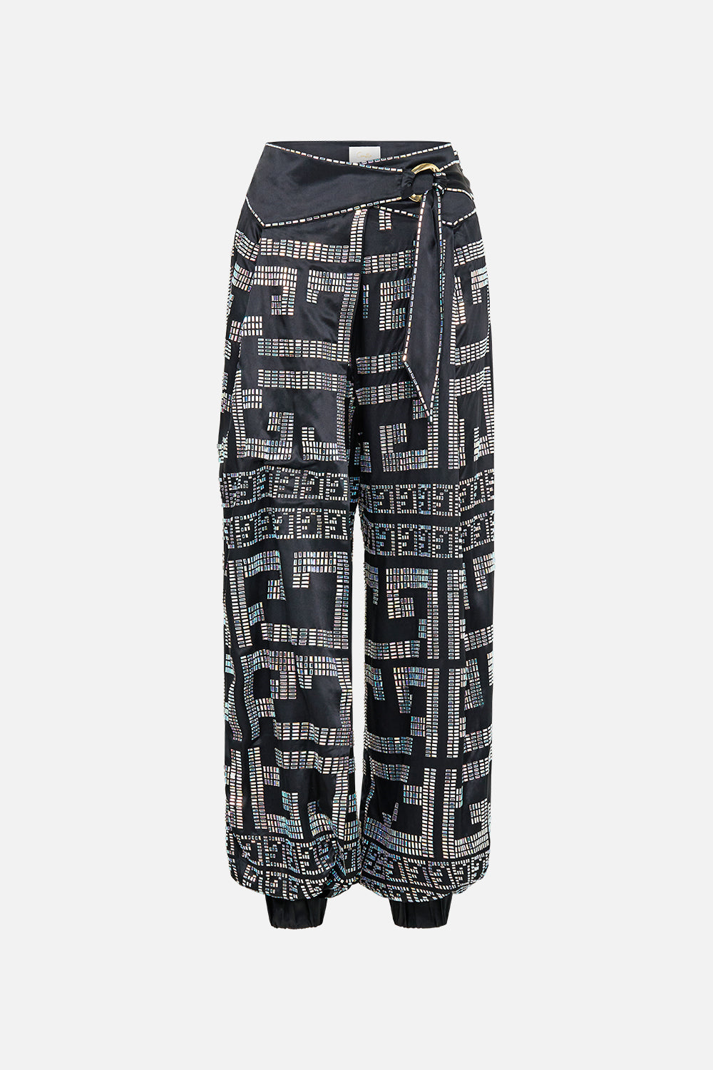ASYMMETRICAL BELTED PANT READ MY GLYPHS