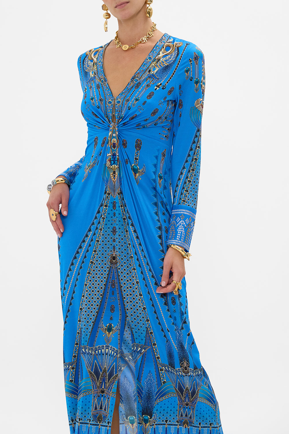 LONG V NECK TWIST FRONT JERSEY DRESS ARCHIVAL REVIVAL