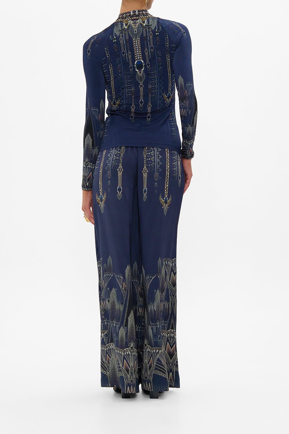 The CAMILLA WIDE LEG WAISTED PANT THE EGYPT EFFECT in our  print.