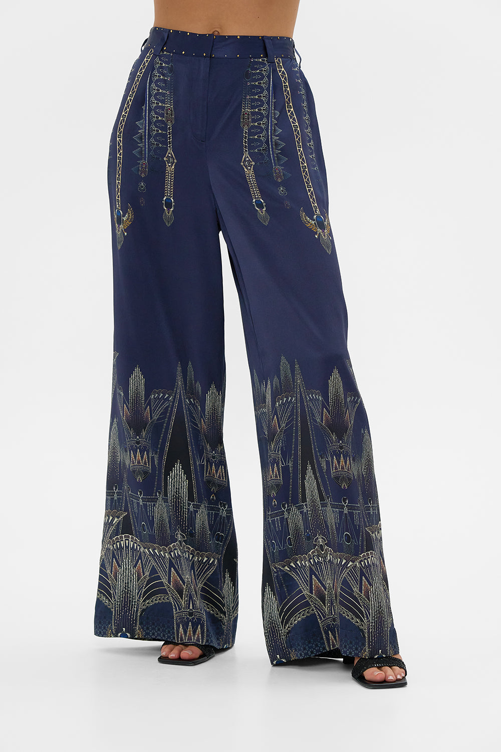 The CAMILLA WIDE LEG WAISTED PANT THE EGYPT EFFECT in our  print.
