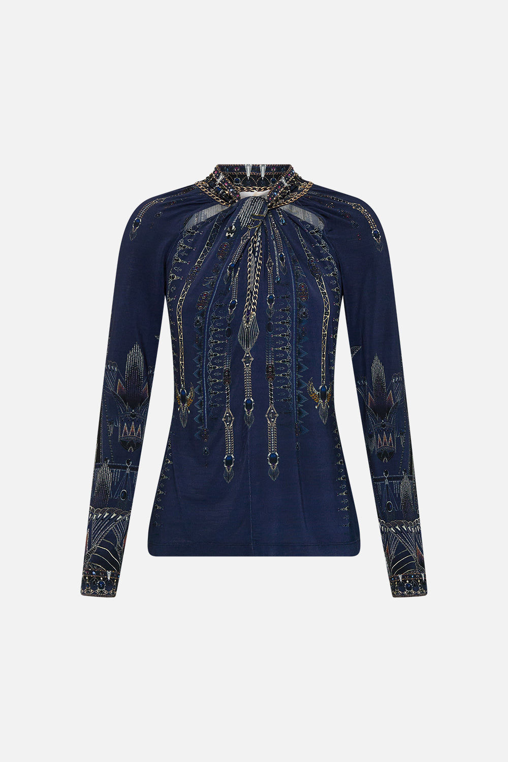 The CAMILLA CUT OUT JERSEY TOP THE EGYPT EFFECT in our  print.