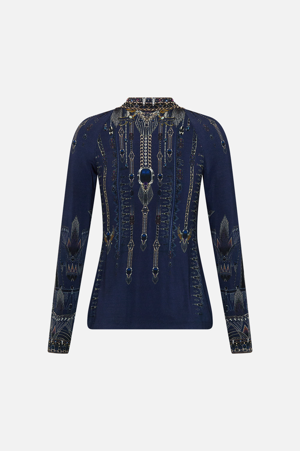 The CAMILLA CUT OUT JERSEY TOP THE EGYPT EFFECT in our  print.