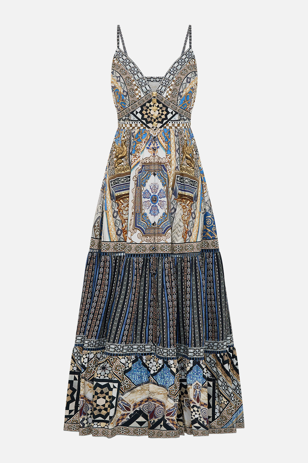 The CAMILLA TIERED BODICE DRESS MAKE ME YOUR MOSAIC in our  print.