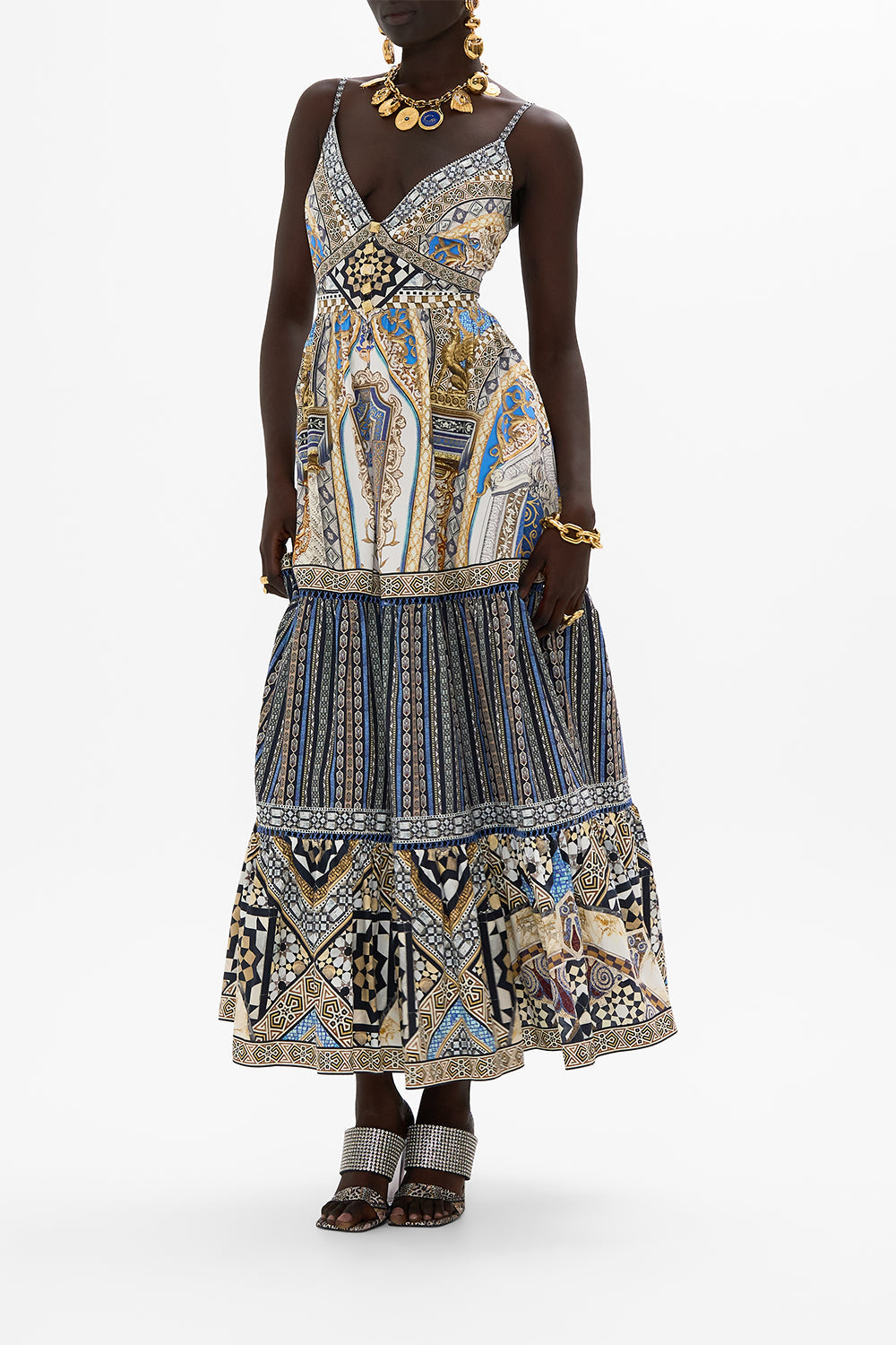 The CAMILLA TIERED BODICE DRESS MAKE ME YOUR MOSAIC in our  print.
