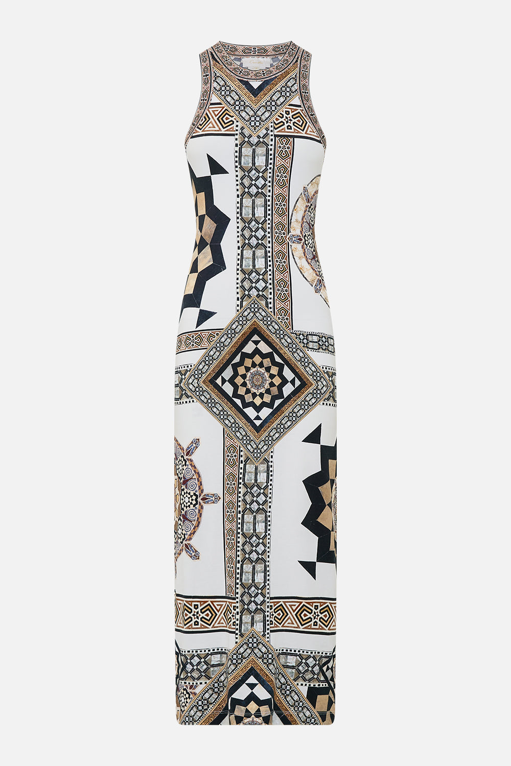 CAMILLA Jersey Tank Dress in Tile Style Print