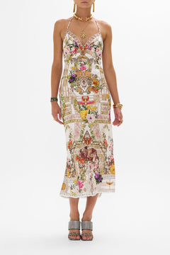 CAMILLA Chain detail slip dress in Egyptian rose print.