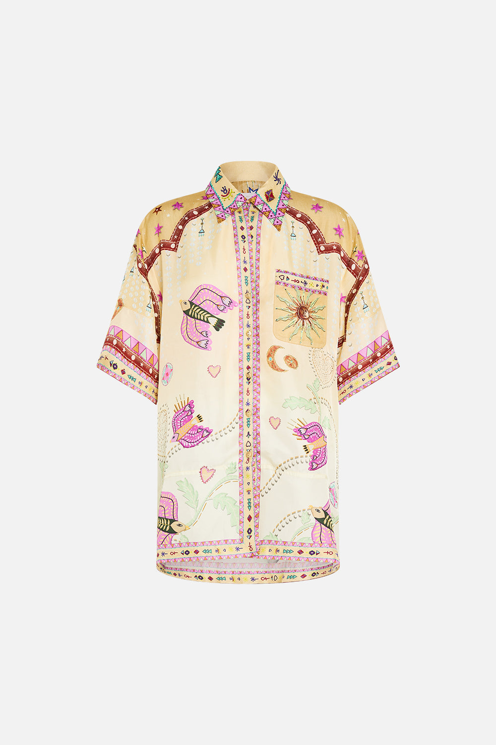 The CAMILLA OVERSIZED SHIRT WITH POCKET ASWAN ABSTRACT in our  print.