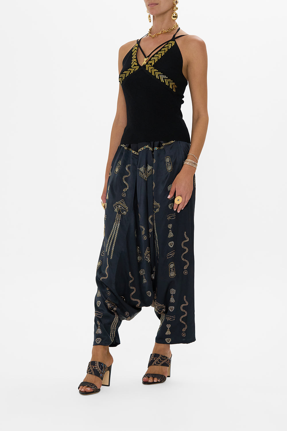 The CAMILLA FITTED KNIT TOP WITH HARDWARE CALL ME CLEOPATRA in our  print.