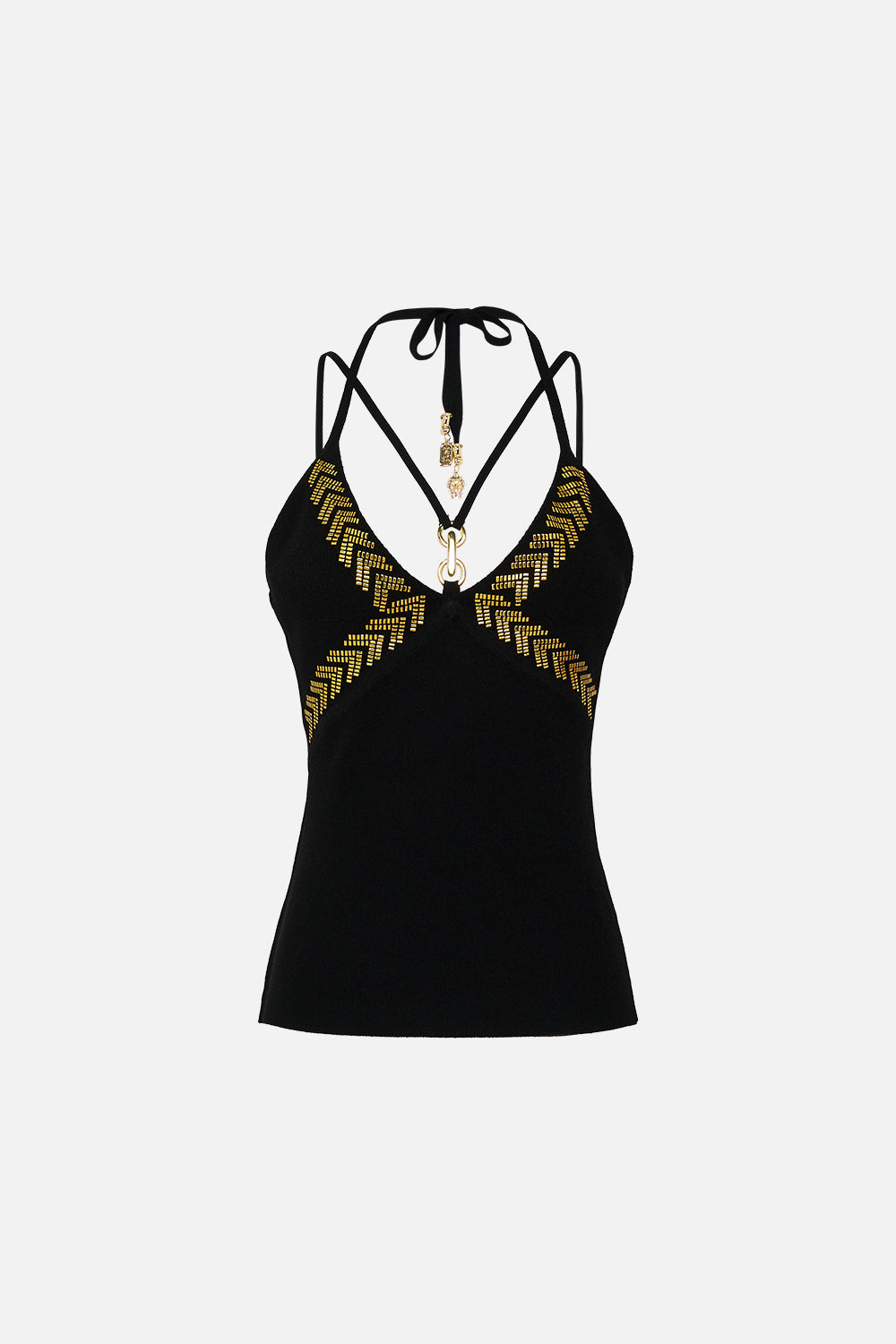 The CAMILLA FITTED KNIT TOP WITH HARDWARE CALL ME CLEOPATRA in our  print.
